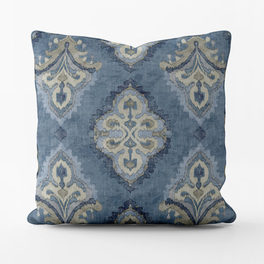 Decorative Pillows in Queen Delft Blue Medallion Watercolor- Large Scale