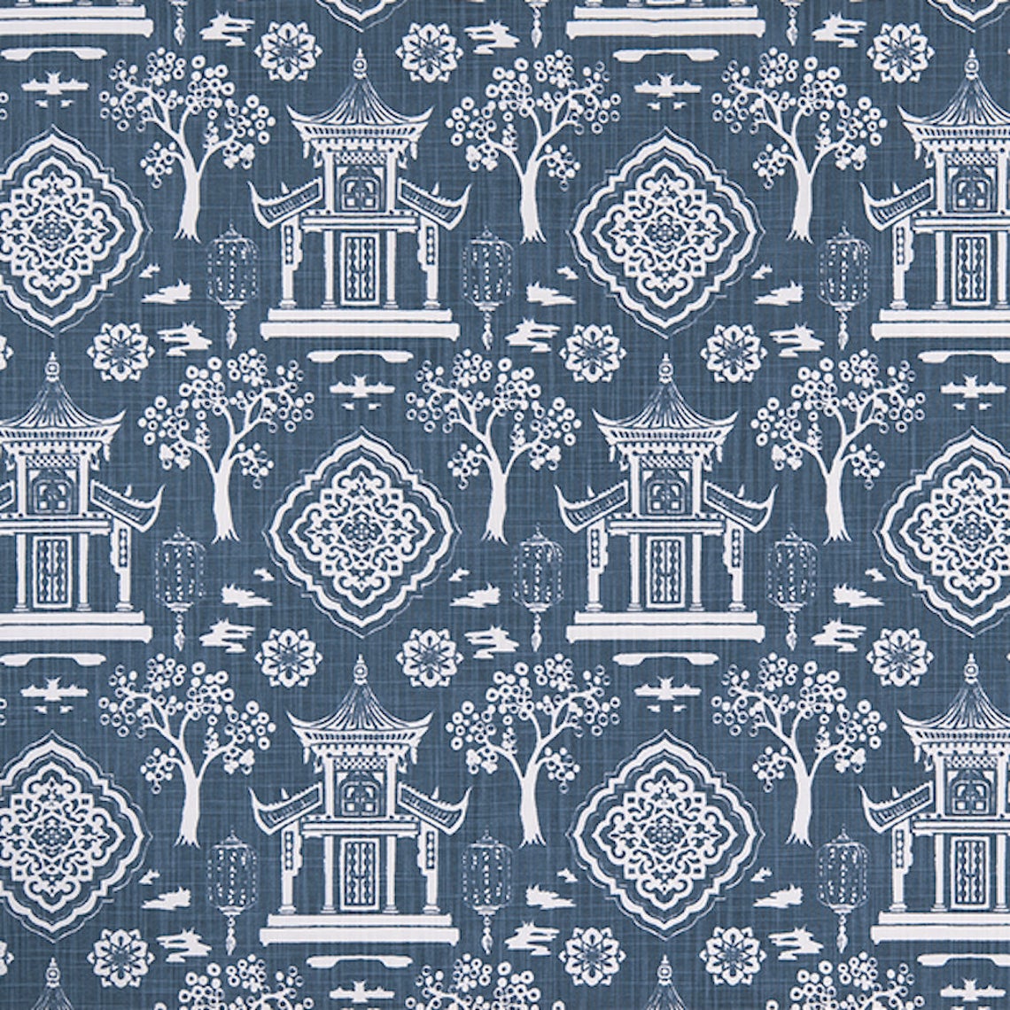 Stall (Narrow) Shower Curtain in Spirit Regal Navy Blue Oriental Toile