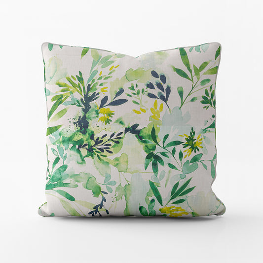 Decorative Pillows in Sprigs Meadow Green Floral Watercolor