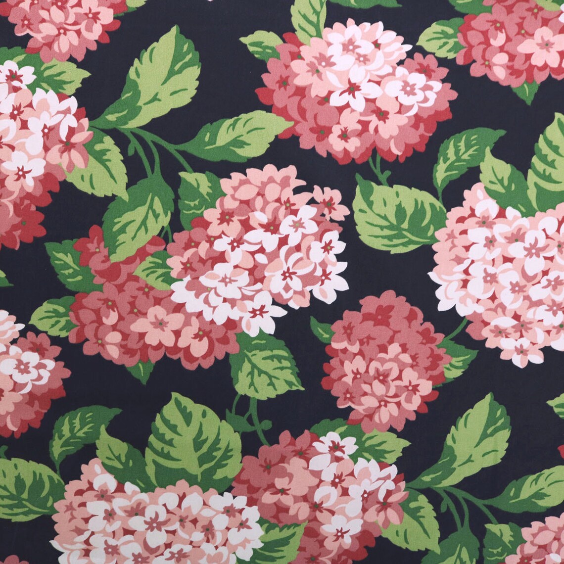 Back Tab Curtain Panels Pair in Summerwind Frolic Rose Pink Hydrangea Floral, Large Scale