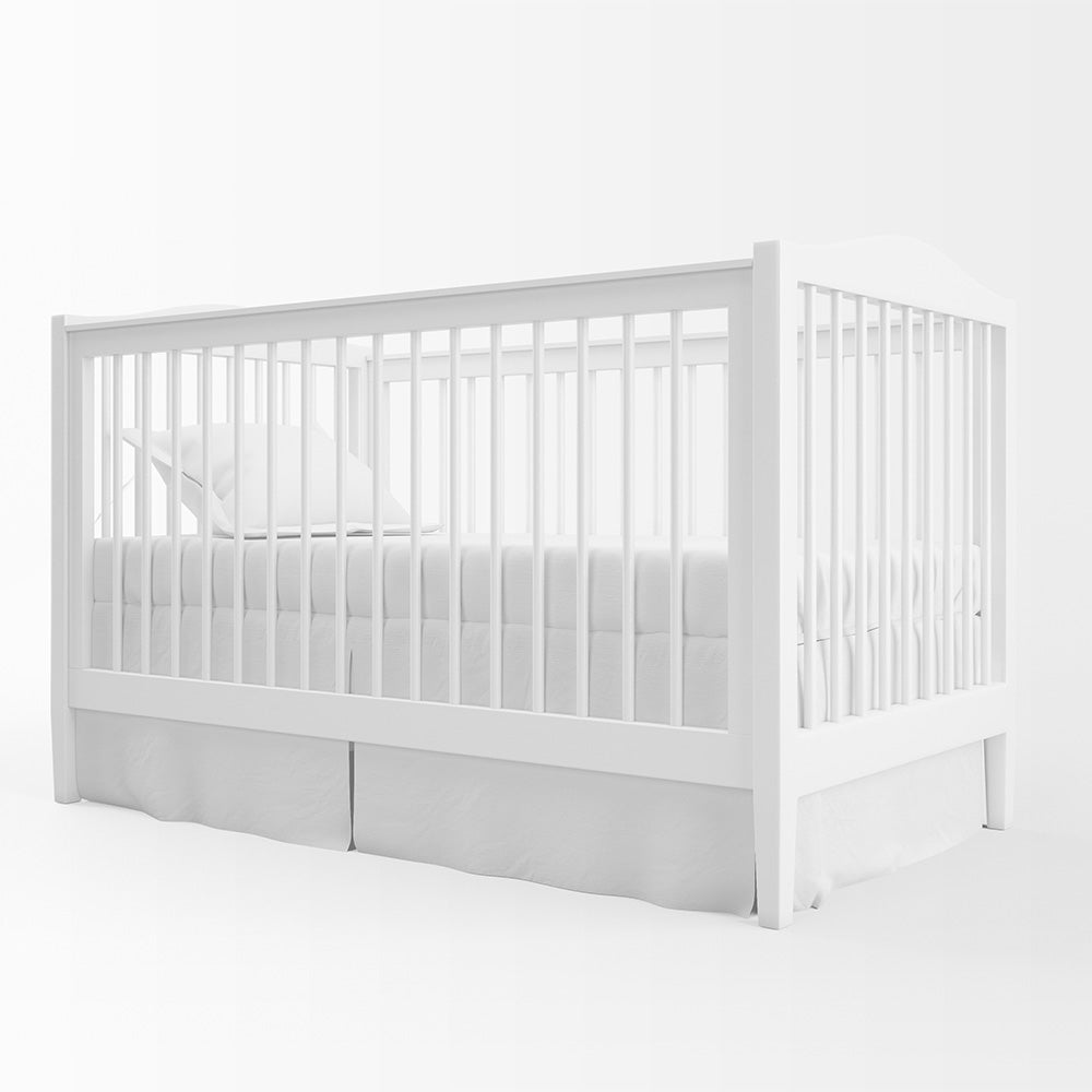 Tailored Crib Skirt in Polo Calypso Rose Red Stripe on Off-White