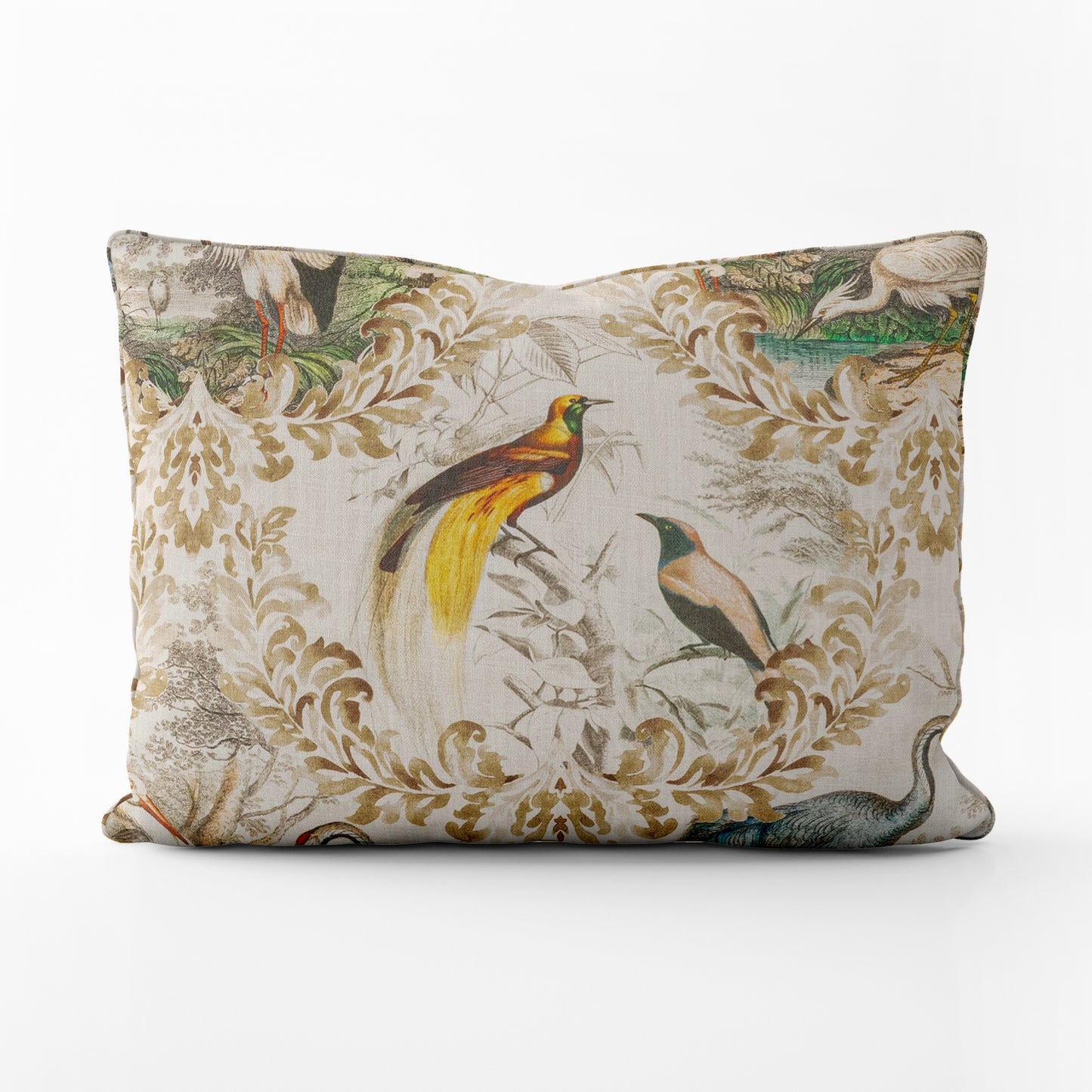 Decorative Pillows in Wayward Natural Bird Toile