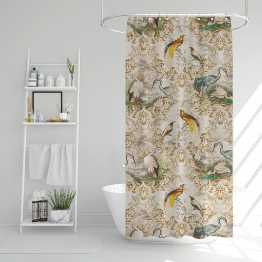 Shower Curtain in Wayward Natural Bird Toile
