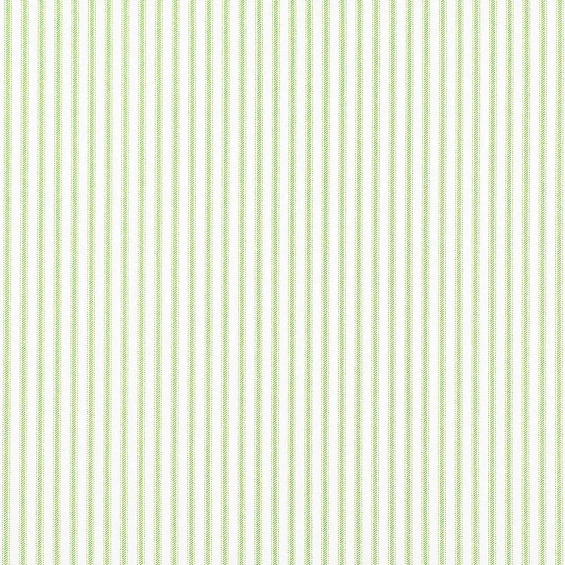 Gathered Bedskirt in Classic Kiwi Green Ticking Stripe on White