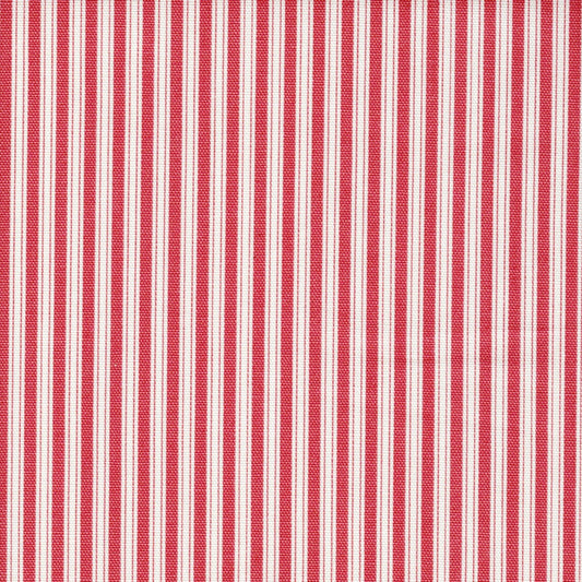 Gathered Bedskirt in Polo Calypso Rose Red Stripe on Off-White