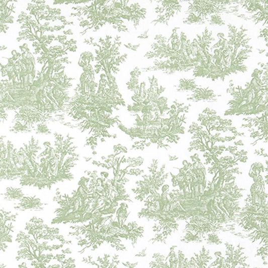 Gathered Bedskirt in Jamestown Sage Green Colonial Country Toile