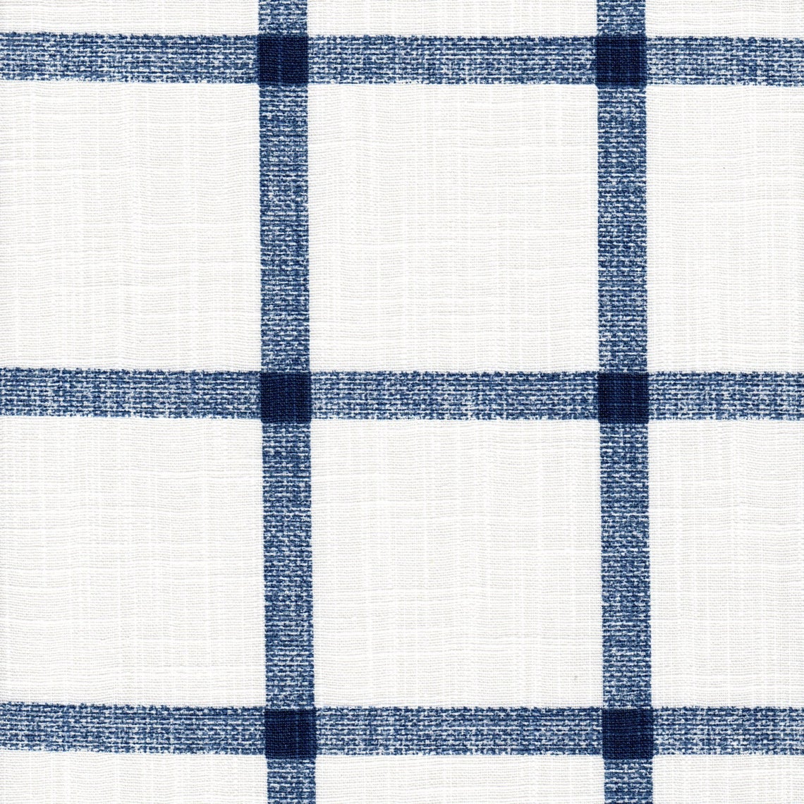 Gathered Bedskirt in Aaron Italian Denim Blue Windowpane Plaid