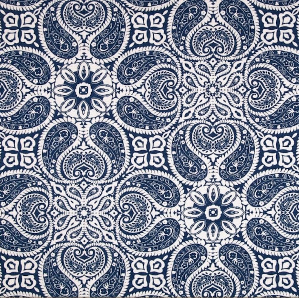 Fabric Cut Yardage in Tibi Navy Blue Geometric Paisley Bandana