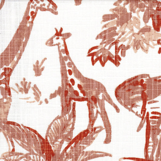 Fabric Cut Yardage in Meru Potters Wheel Terracotta Brown Safari Animal Toile