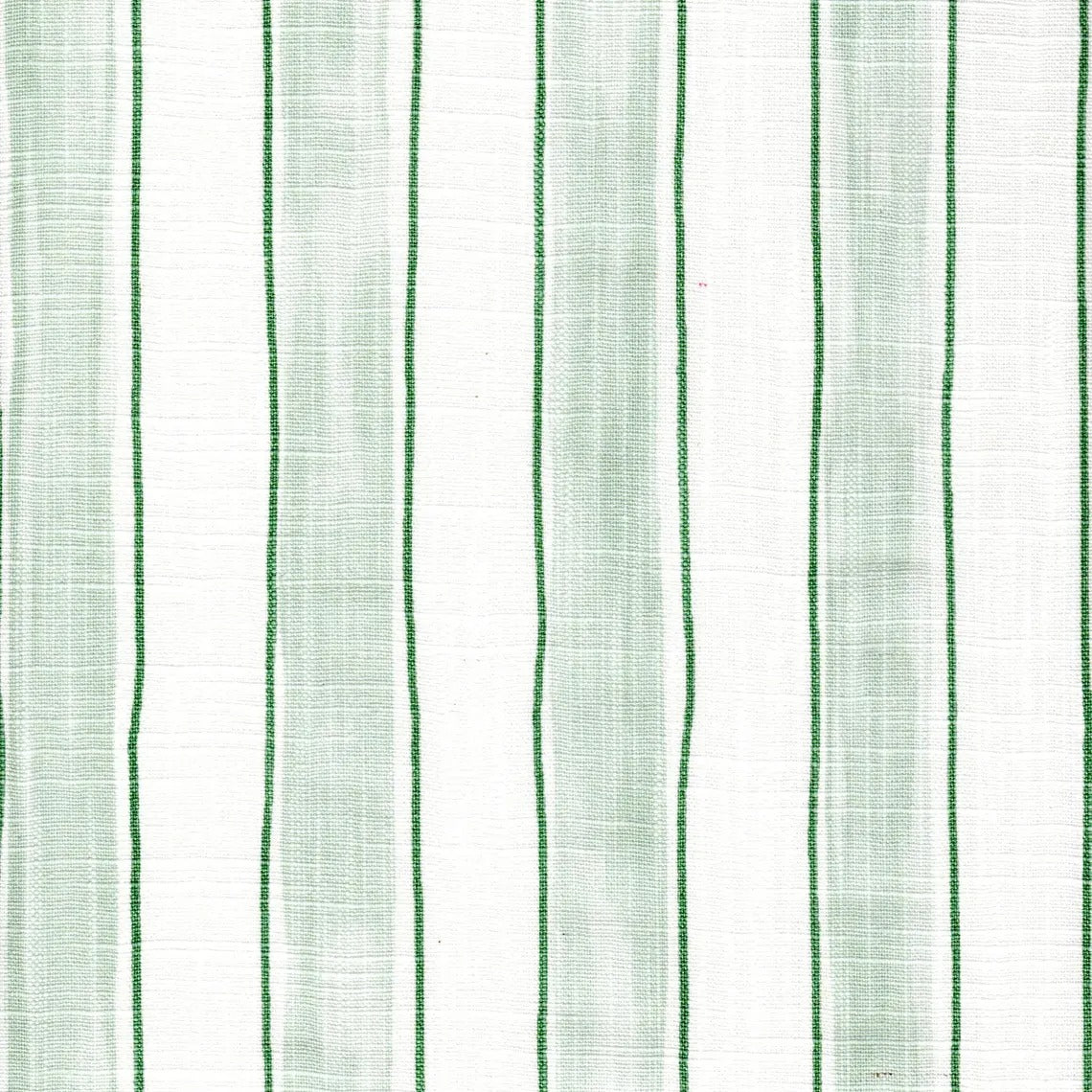 Gathered Bedskirt in Brush Stripes Pistachio Green Stripe Slub Canvas