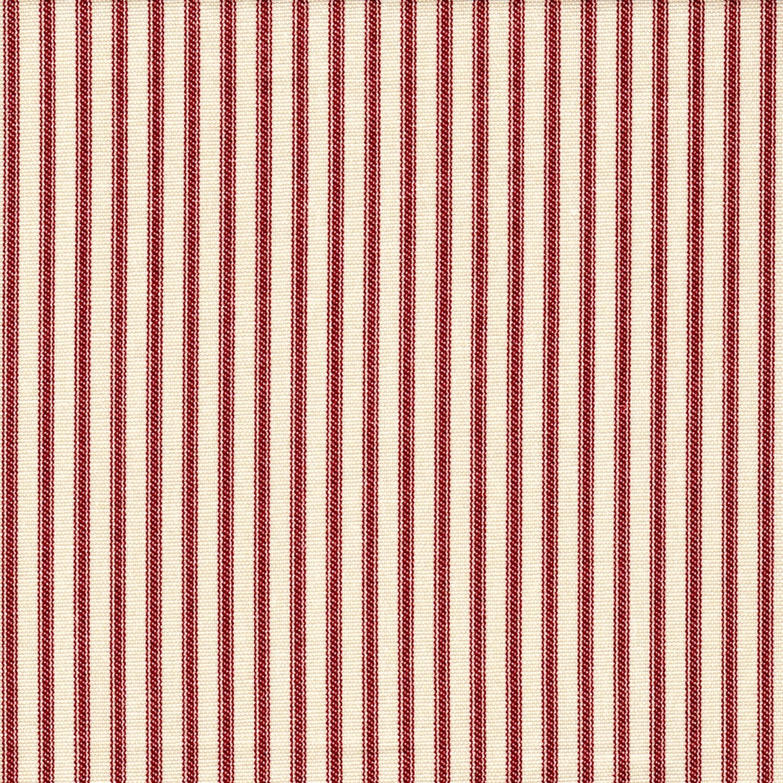 Gathered Bedskirt in Berlin Red Ticking Stripe on Beige