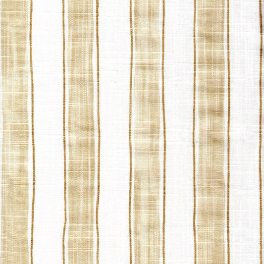 Gathered Bedskirt in Brush Stripes Shoreline Tan Stripe Slub Canvas
