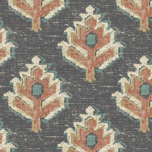 Fabric Cut Yardage in Carter Clay Block Print Botanical Design- Small Scale