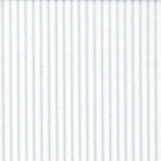 Gathered Bedskirt in Classic Weathered Pale Blue Ticking Stripe