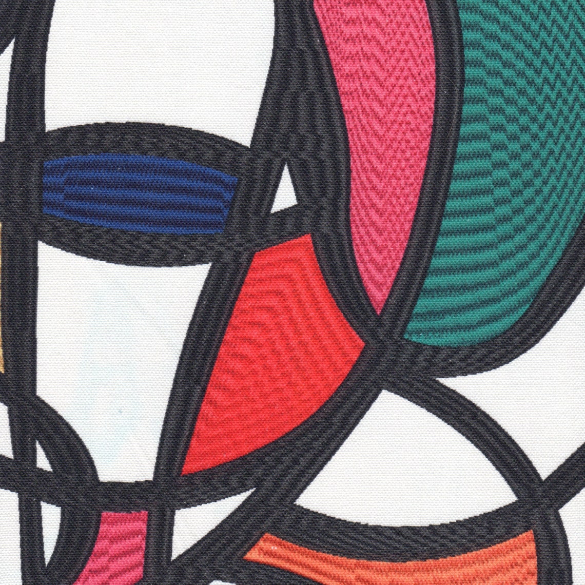 Back Tab Curtain Panels Pair in WOW Multi-Color Contemporary Pop Geometric, Large Scale - Red, Blue, Green, Magenta, Orange, Gold, Black & White