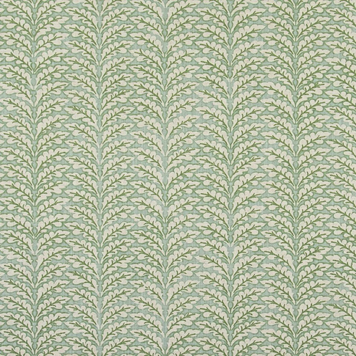 Spencer Tendril Green and Pale Blue Fabric Sample