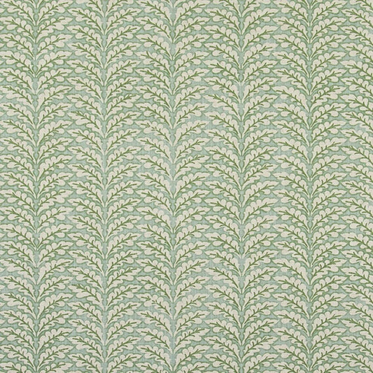 Spencer Tendril Green and Pale Blue Fabric Sample