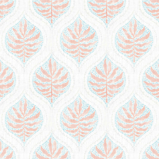 Tailored Bedskirt in Airlie Coral Ogee Floral Watercolor - with Blue, Gray