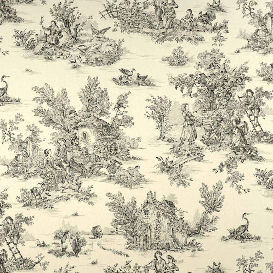 pillow sham in pastorale #1 black on cream french country toile