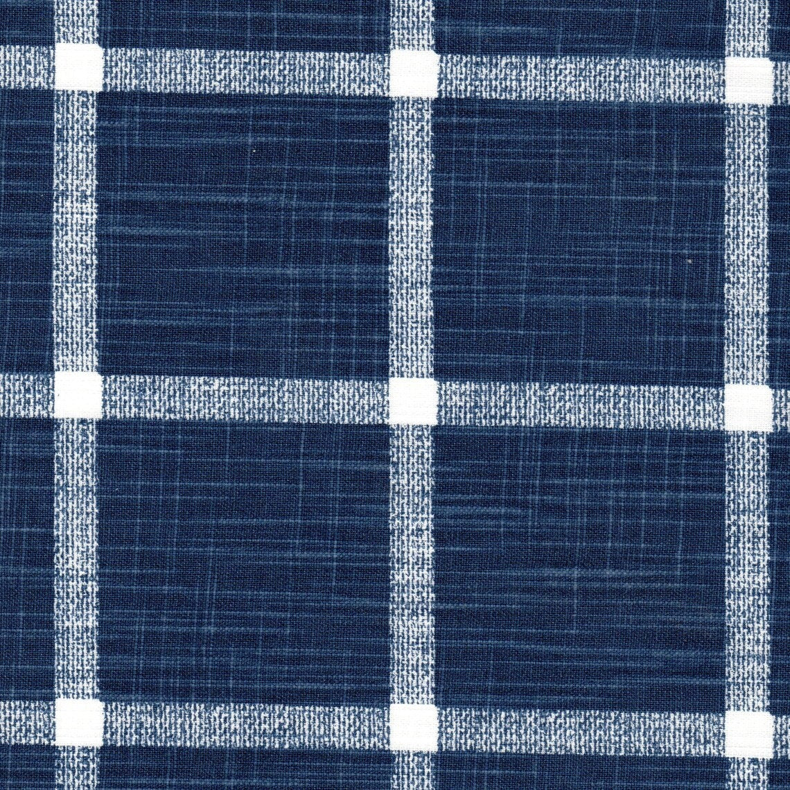gathered crib skirt in modern farmhouse abbot italian denim blue windowpane plaid