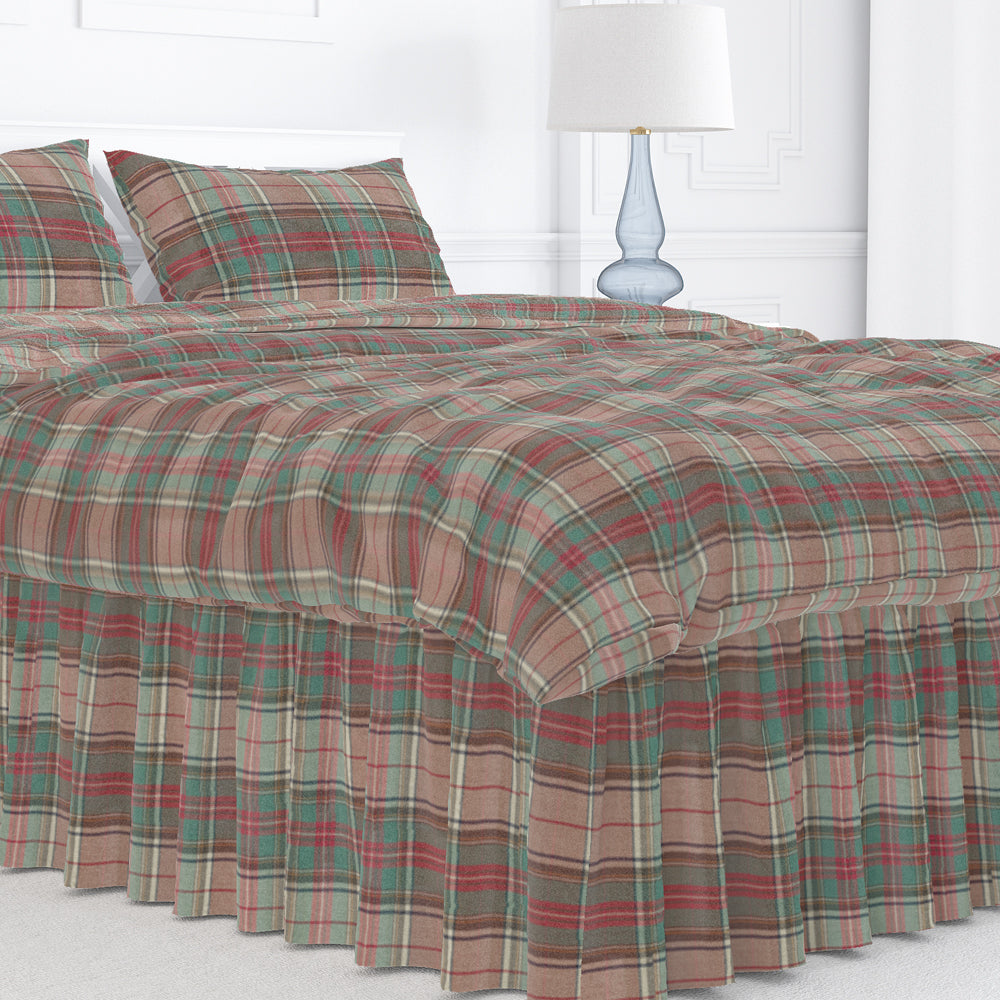 gathered bedskirt in ancient campbell ivy league tartan plaid