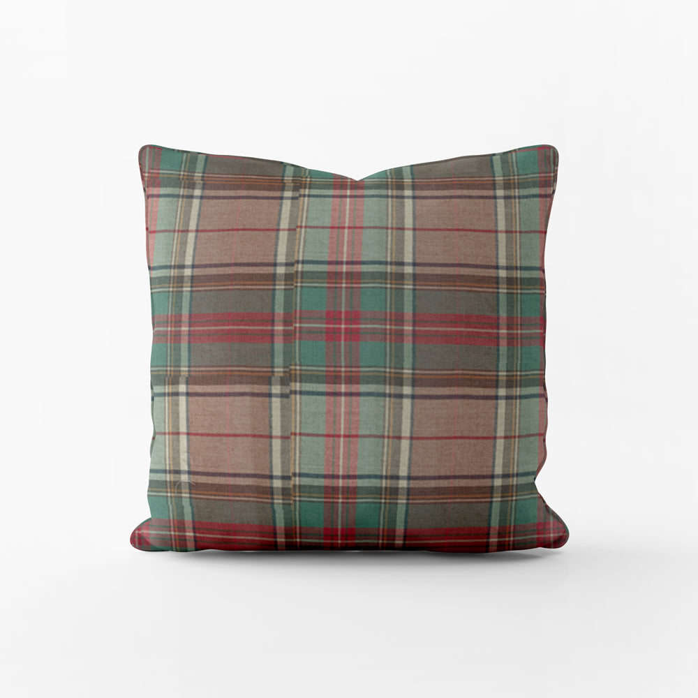 decorative pillows in ancient campbell ivy league tartan plaid