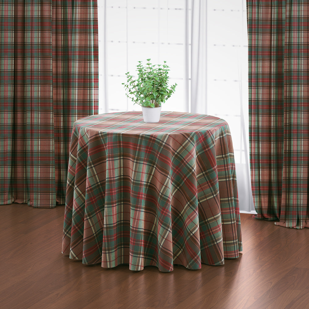 round tablecloth in ancient campbell ivy league tartan plaid