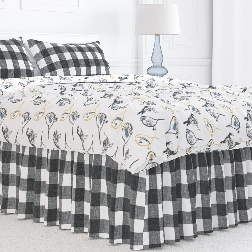 gathered bedskirt in anderson black buffalo check plaid
