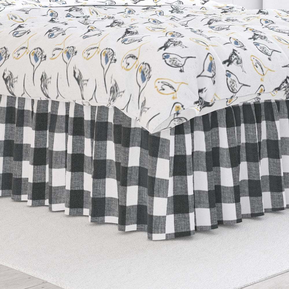 gathered bedskirt in anderson black buffalo check plaid