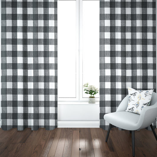 pinch pleated curtains in anderson black buffalo check plaid
