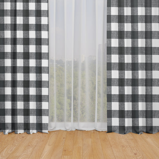 rod pocket curtains in anderson black buffalo check plaid