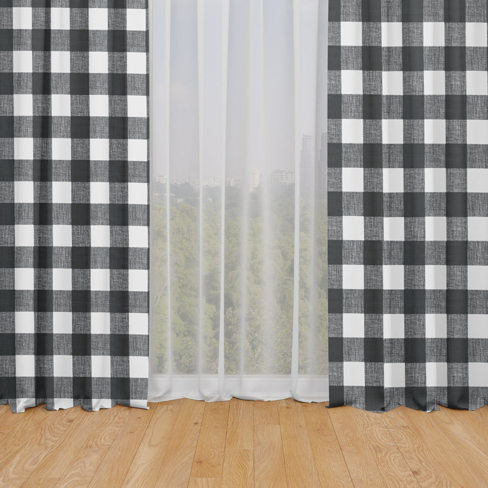 rod pocket curtains in anderson black buffalo check plaid