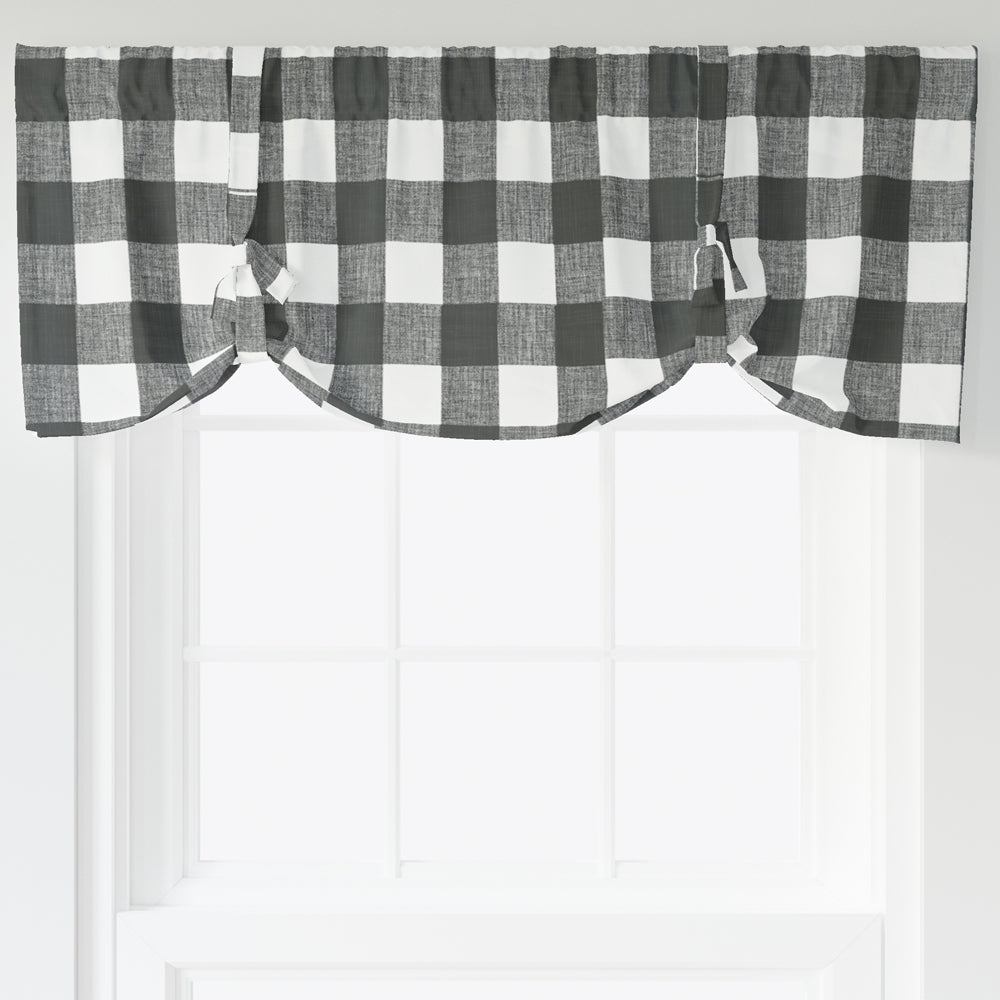 tie-up valance in anderson black buffalo check plaid