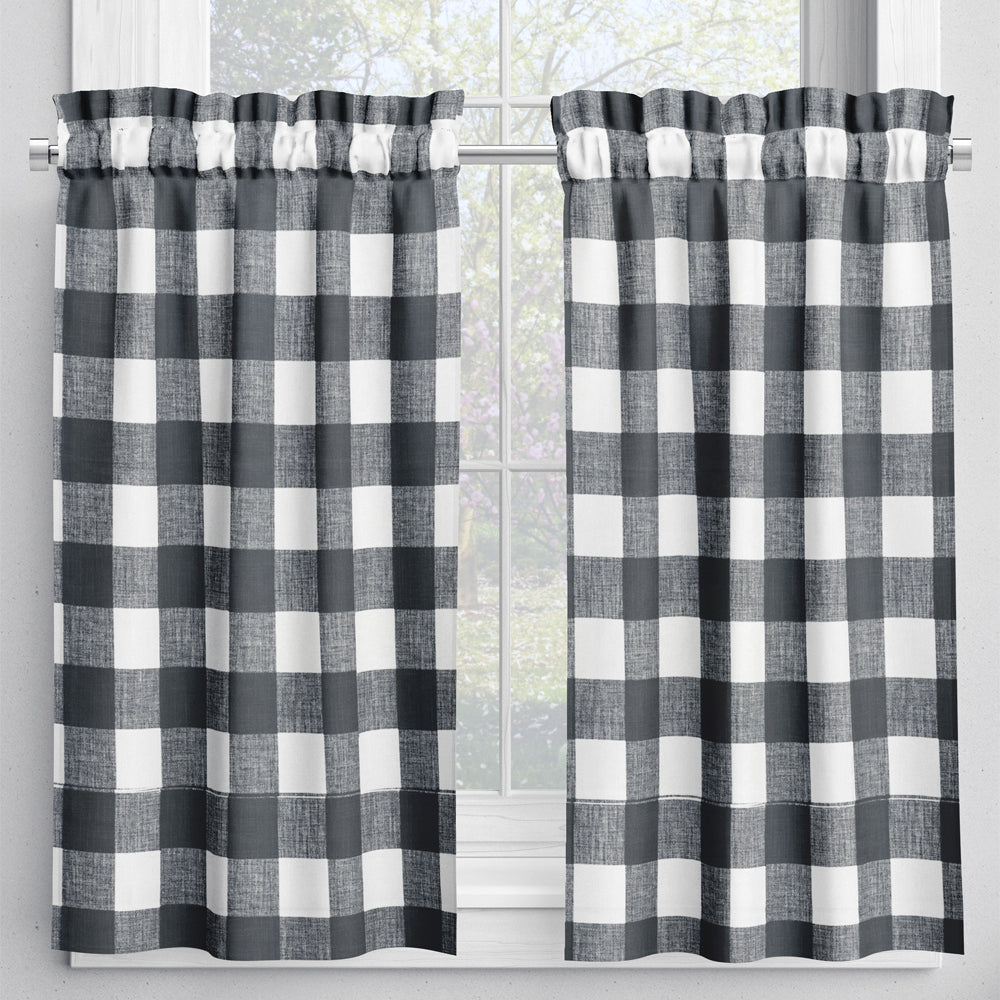 tailored tier curtains in anderson black buffalo check plaid