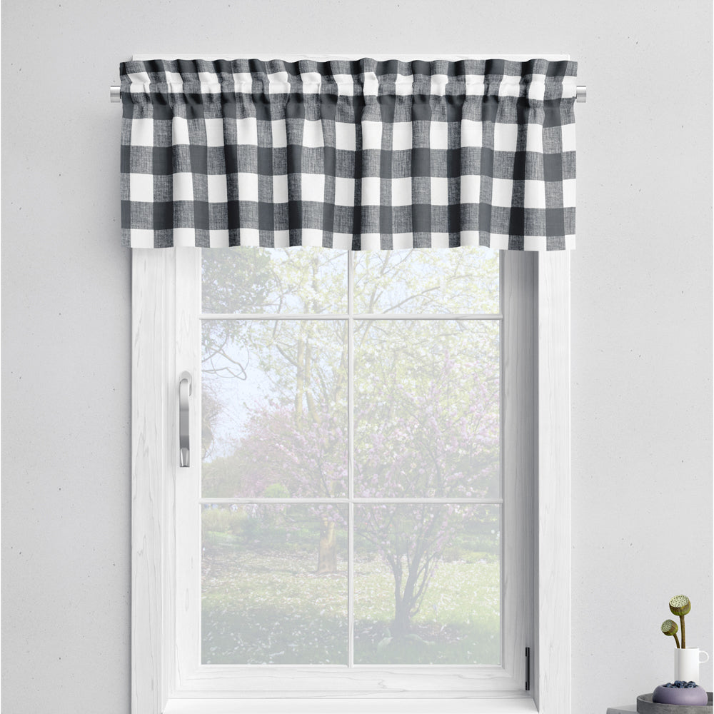tailored valance in anderson black buffalo check plaid
