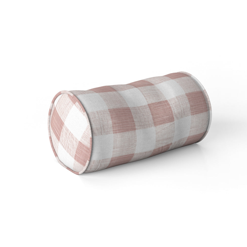 decorative pillows in anderson blush buffalo check plaid neck roll pillow