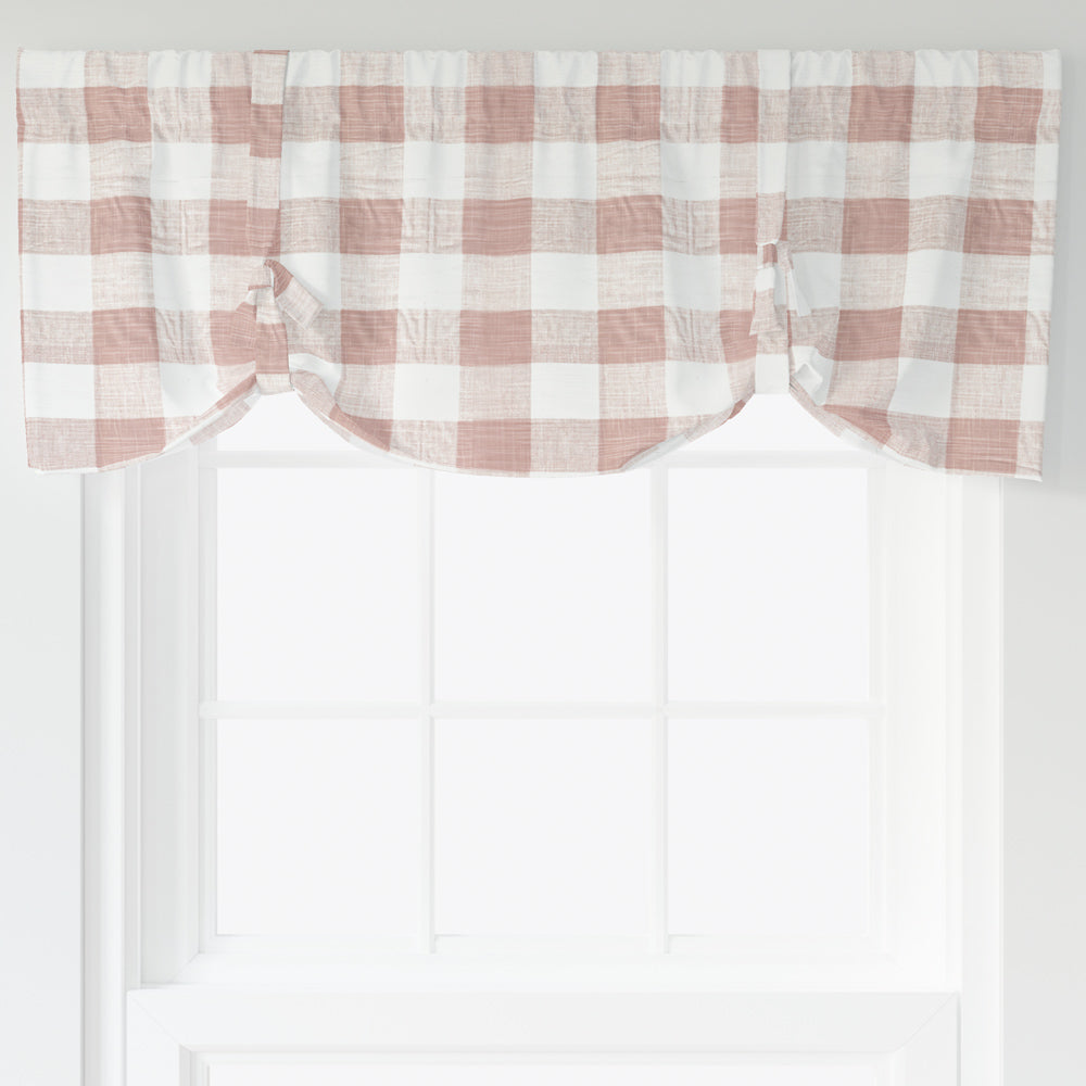 tie-up valance in anderson blush buffalo check plaid