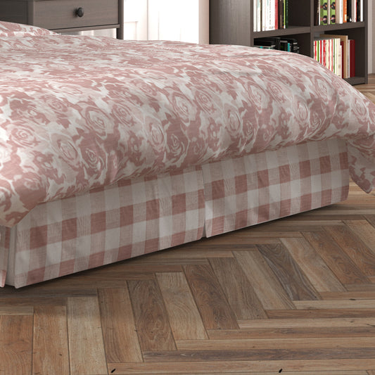 tailored bedskirt in anderson blush buffalo check plaid