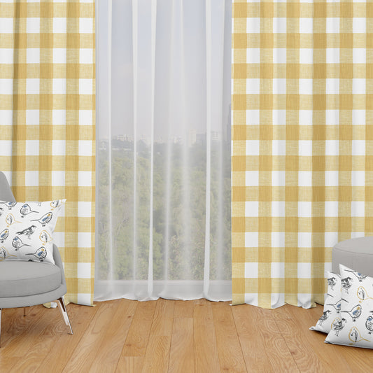 tab top curtains in anderson brazilian yellow buffalo check plaid