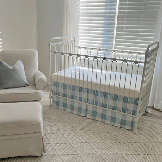 Tailored Crib Skirt in Anderson Cashmere Light Blue Buffalo Check Plaid