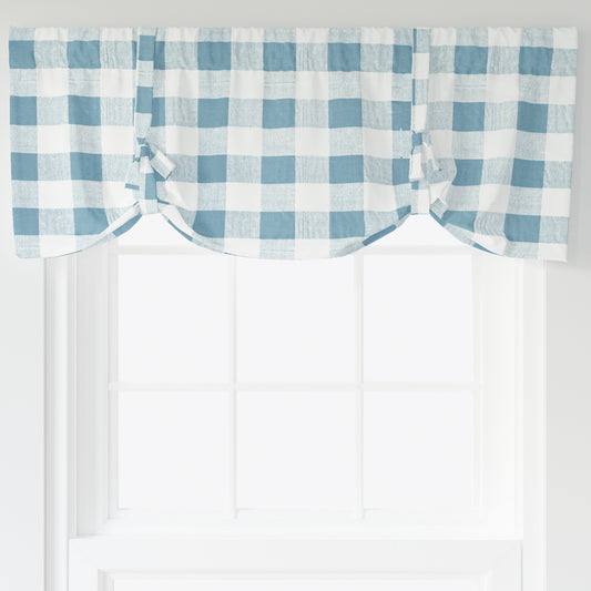 tie-up valance in anderson cashmere light blue buffalo check