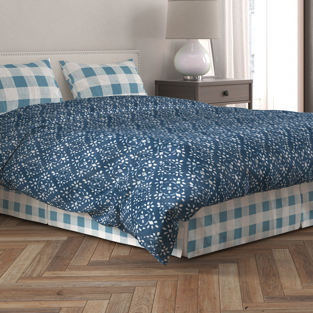 tailored bedskirt in anderson cashmere light blue buffalo check