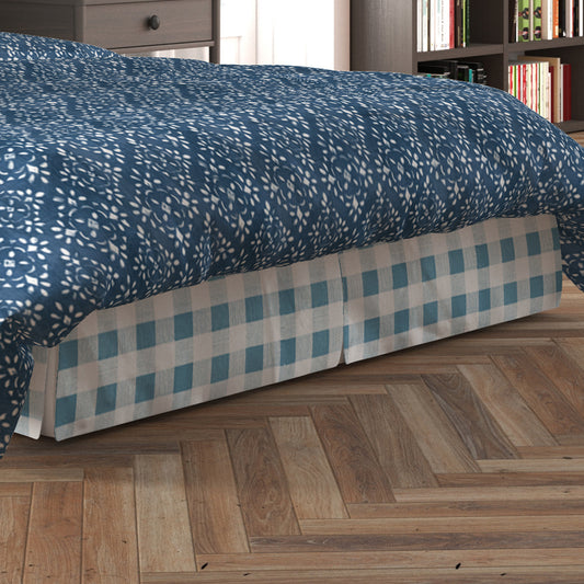 tailored bedskirt in anderson cashmere light blue buffalo check
