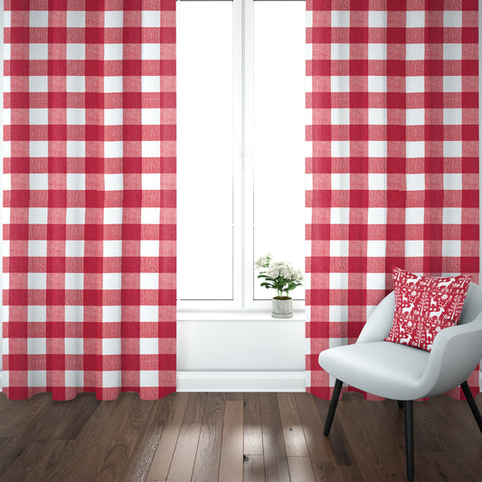 pinch pleated curtain panels pair in anderson lipstick red buffalo check plaid