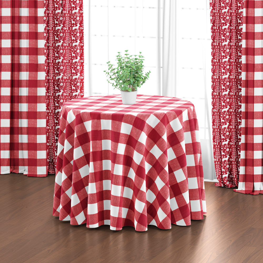 round tablecloth in anderson lipstick red buffalo check plaid