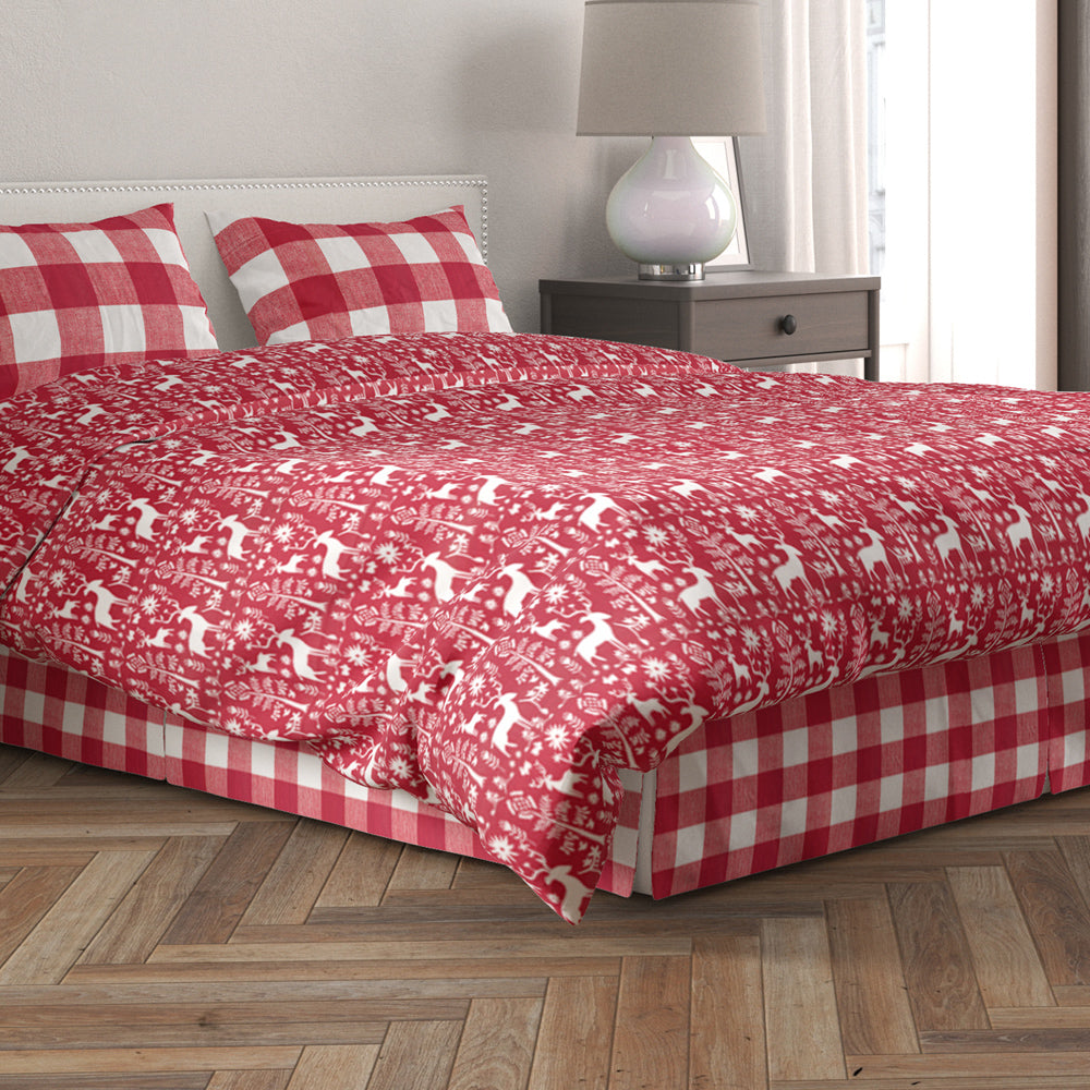 tailored bedskirt in anderson lipstick red buffalo check plaid
