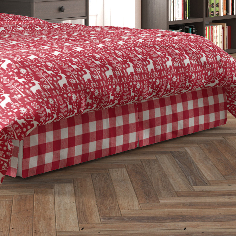 tailored bedskirt in anderson lipstick red buffalo check plaid