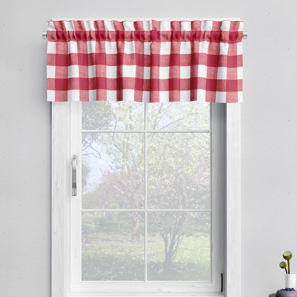 tailored valance in anderson lipstick red buffalo check plaid