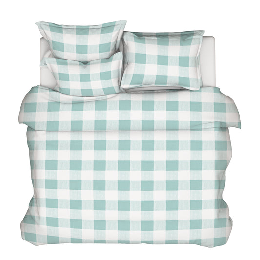 duvet cover in anderson snowy pale blue-green buffalo check plaid