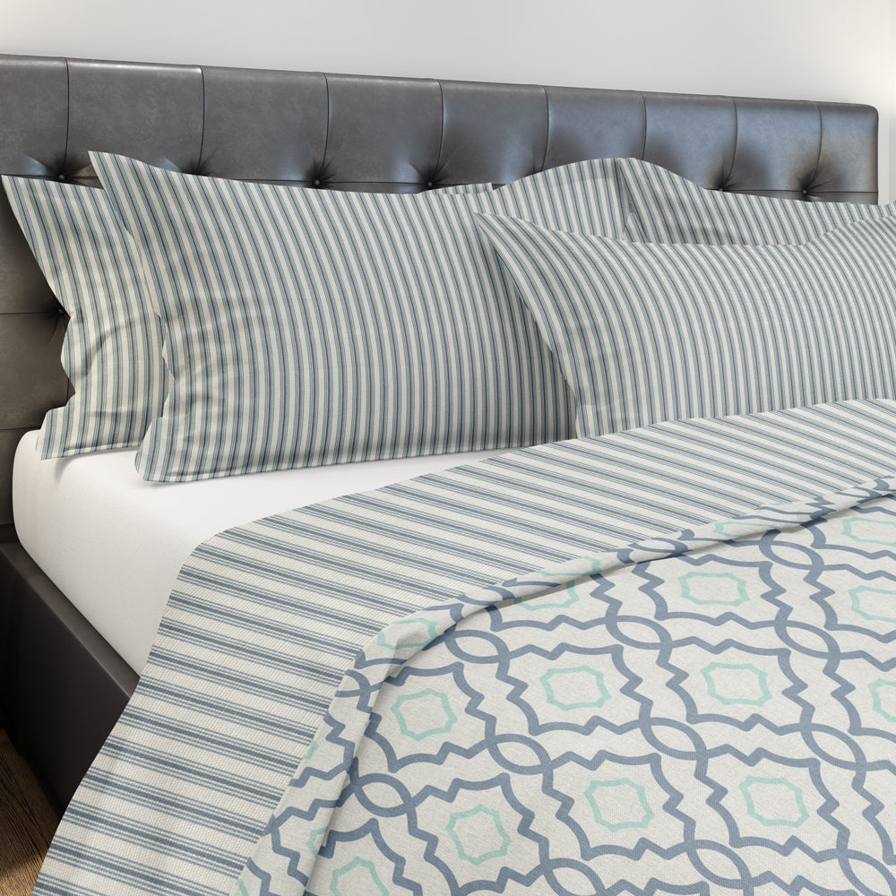 pillow sham in cottage navy blue stripe